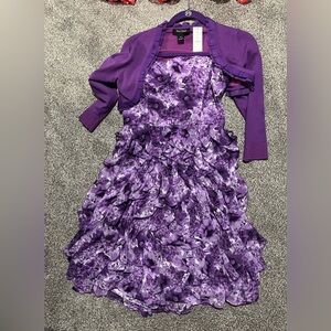 WHBM strapless flowery and light dress plus a brand new sweater to go with it.